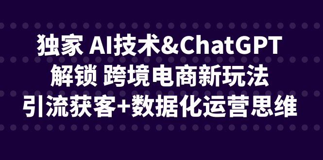 独家 AI技术amp;ChatGPT解锁 跨境电商新玩法,引流获客+数据化运营思维 独家 AI技术amp;ChatGPT解锁 跨境电商新玩法,引流获客+数据化运营思维