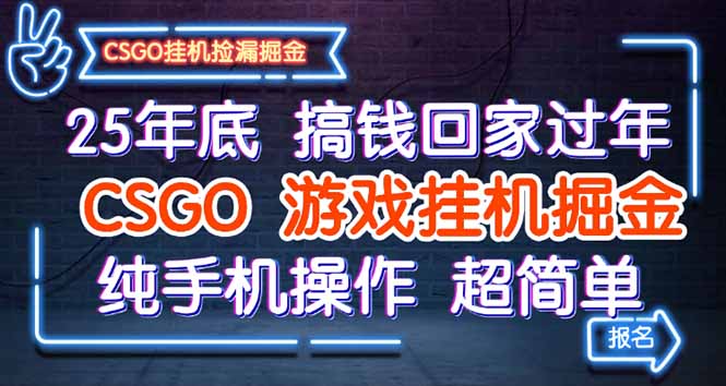 （16343期）25年底搞钱回家过年，CSGO游戏挂机掘金，纯手机操作超简单-知享知识库