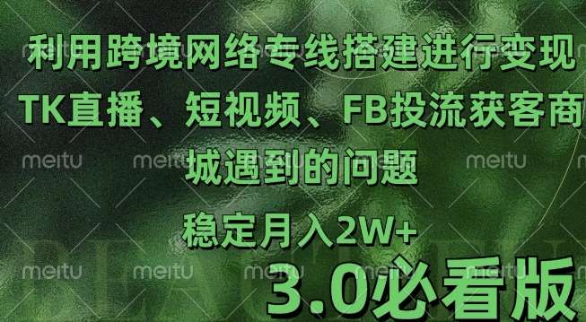 利用跨境电商网络及搭建TK直播、短视频、FB投流获客以及商城遇到的问题进行变现3.0必看版【揭秘】-知享知识库