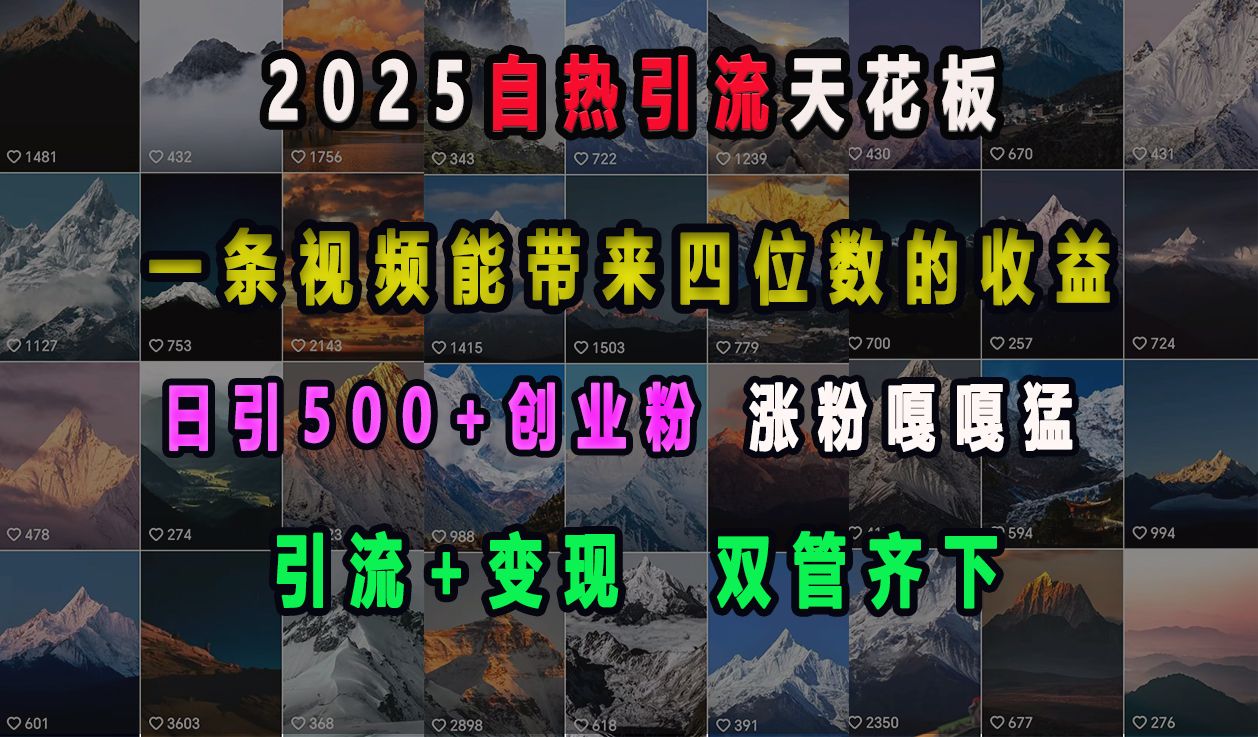 2025自热引流天花板,一条视频能带来四位数的收益,引流+变现双管齐下,日引500+创业粉,涨粉嘎嘎猛-知享知识库