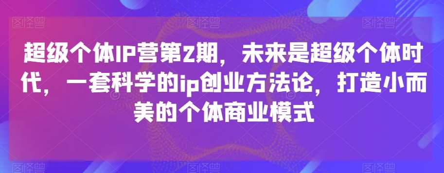 超级个体IP营第2期，未来是超级个体时代，一套科学的ip创业方法论，打造小而美的个体商业模式-知享知识库