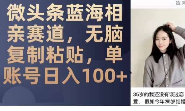 微头条蓝海相亲赛道，无脑复制粘贴，单账号日入100+-知享知识库