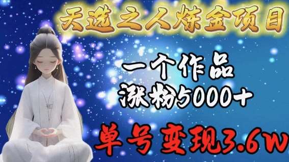 天选之人炼金项目，一个作品涨粉5000+，单号变现3.6w【揭秘】-知享知识库