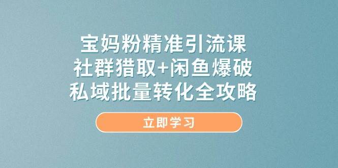 宝妈粉精准引流课，社群猎取+闲鱼爆破，私域批量转化全攻略-知享知识库