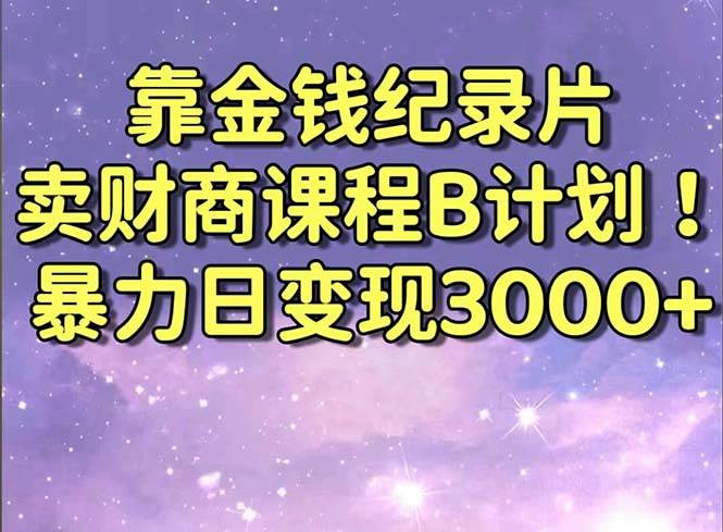 （8944期）靠金钱纪录片卖财商课程B计划！暴力日变现3000+，喂饭式干货教程！-知享知识库