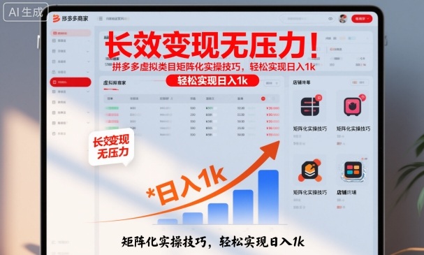 长效变现无压力！拼多多虚拟类目矩阵化实操技巧，轻松实现日入1k【揭秘】-知享知识库