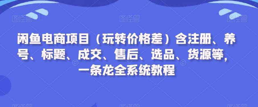 闲鱼电商项目（玩转价格差）含注册、养号、标题、成交、售后、选品、货源等，一条龙全系统教程-知享知识库