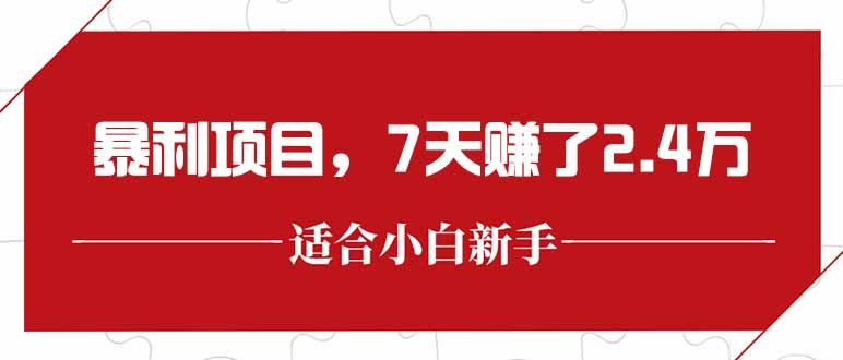 （15228期）最新暴利项目，每单收益轻松在300以上，7天赚了2.4万-知享知识库