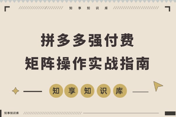 拼多多实战陪跑:强付费布局+原价活动+暗券引流,单店日利润突破5000+-知享知识库