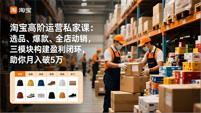 （16865期）淘宝高阶运营私家课：选品、爆款、全店动销，三模块构建盈利闭环，助你月入破5万-知享知识库