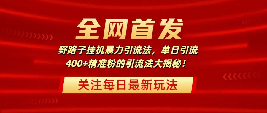 全网首发,野路子挂机暴力引流法,单日引流400+精准粉的引流法大揭秘!-知享知识库