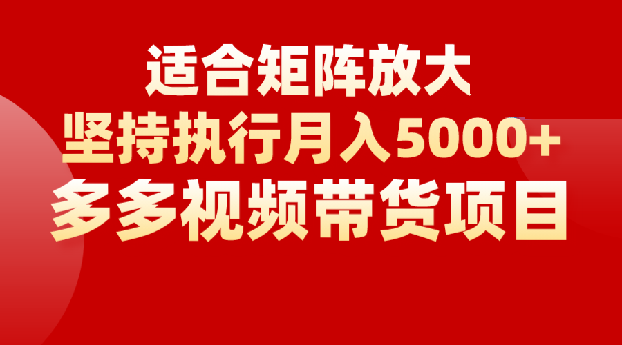 矩阵操作月入5000+，多多视频带货项目，适合新手，也适合老手放大-知享知识库