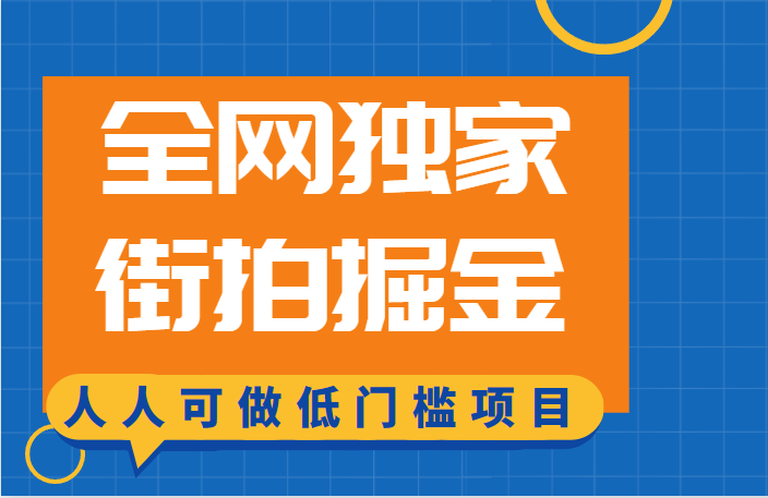 全网独家一街拍掘金，低门槛人人可做的赚钱项目-知享知识库