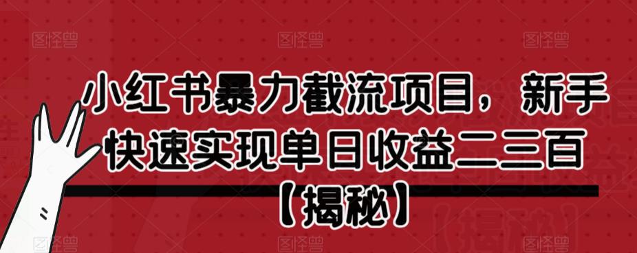小红书暴力截流项目，新手快速实现单日收益二三百【仅揭秘】-知享知识库