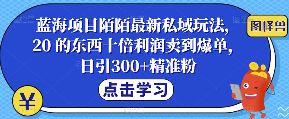 蓝海项目陌陌最新私域玩法，20 的东西十倍利润卖到爆单，日引300+精准粉【揭秘】-知享知识库