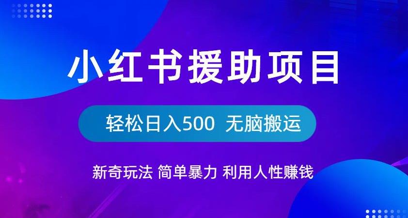 小红书援助项目新奇玩法，简单暴力，无脑搬运轻松日入500【揭秘】-知享知识库