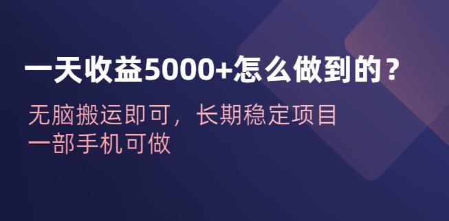 一天收益5000+怎么做到的？无脑搬运即可，长期稳定项目，一部手机可做【揭秘】-知享知识库