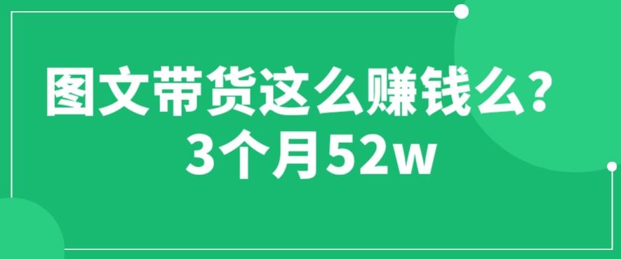 图文带货这么赚钱么? 3个月52W 图文带货运营加强课【揭秘】-知享知识库