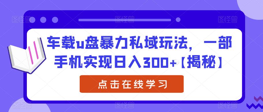 车载u盘暴力私域玩法，一部手机实现日入300+【揭秘】-知享知识库