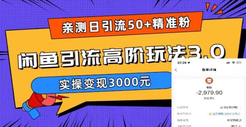 亲测日引50+精准粉,闲鱼引流高阶玩法3.0,实操变现3000元【揭秘】-知享知识库