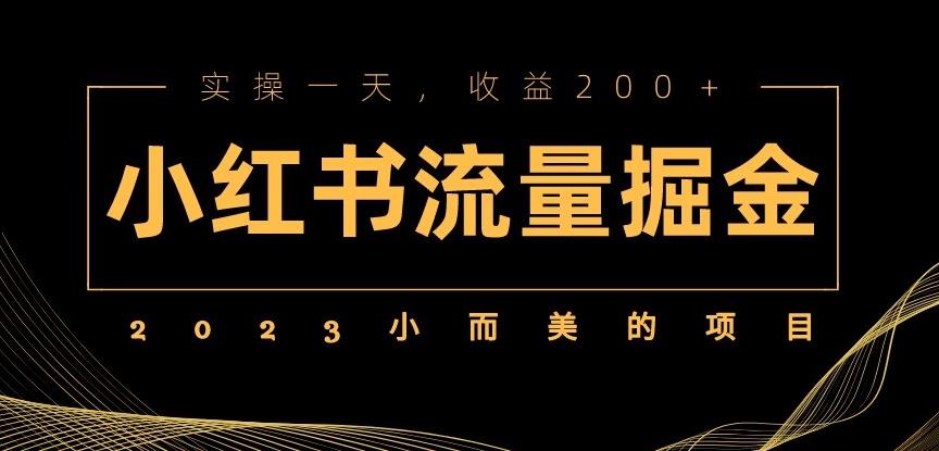 2023小而美的项目，小红书流量掘金，实操一天，收益200+【揭秘】-知享知识库