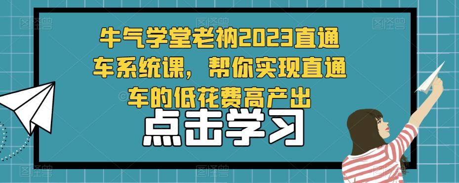 牛气学堂老衲2023直通车系统课，帮你实现直通车的低花费高产出-知享知识库