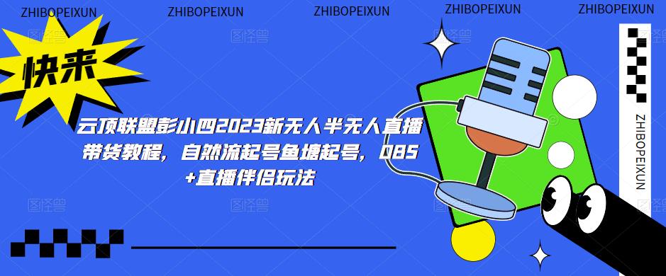 云顶联盟彭小四2023新无人半无人直播带货教程，自然流起号鱼塘起号，OBS+直播伴侣玩法-知享知识库