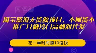 淘宝蓝海无货源项目，不囤货不推广只做冷门高利润代发，花一半时间赚10倍钱-知享知识库