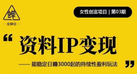资料IP变现，能稳定日赚3000起的持续性盈利玩法-知享知识库
