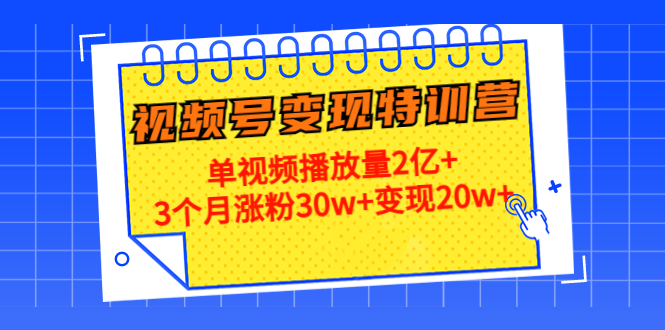 21天视频号变现特训营：单视频播放量2亿+3个月涨粉30w+变现20w+-知享知识库