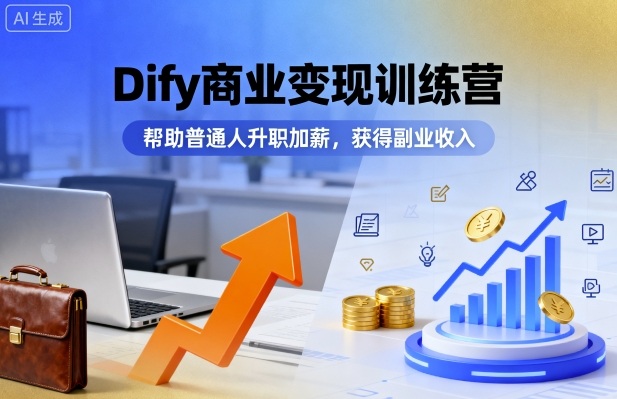 Dify商业变现训练营，帮助普通人升职加薪，获得副业收入-知享知识库
