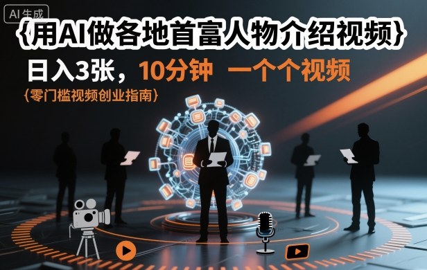 用AI做各地首富人物介绍视频,日入3张,10分钟一个视频-知享知识库