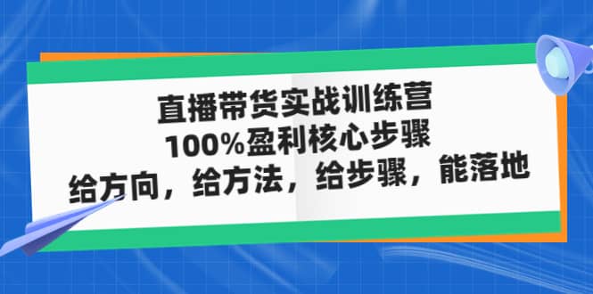 直播带货实战训练营：100%盈利核心步骤，给方向，给方法，给步骤，能落地-知享知识库