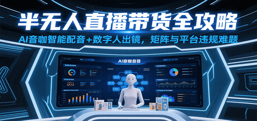 半无人直播带货全攻略：AI音咖智能配音+数字人出镜，解决账号矩阵与平台违规难题-知享知识库