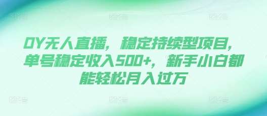 DY无人直播,稳定持续型项目,单号稳定收入500+,新手小白都能轻松月入过万【揭秘】-知享知识库