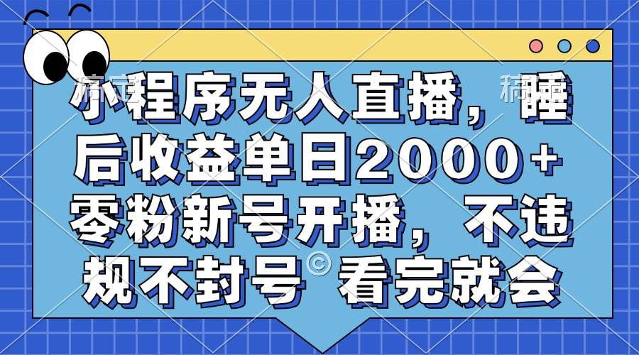 （13251期）小程序无人直播，睡后收益单日2000+ 零粉新号开播，不违规不封号 看完就会-知享知识库