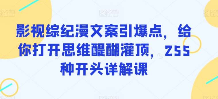 影视综纪漫文案引爆点，给你打开思维醍醐灌顶，255种开头详解课-知享知识库