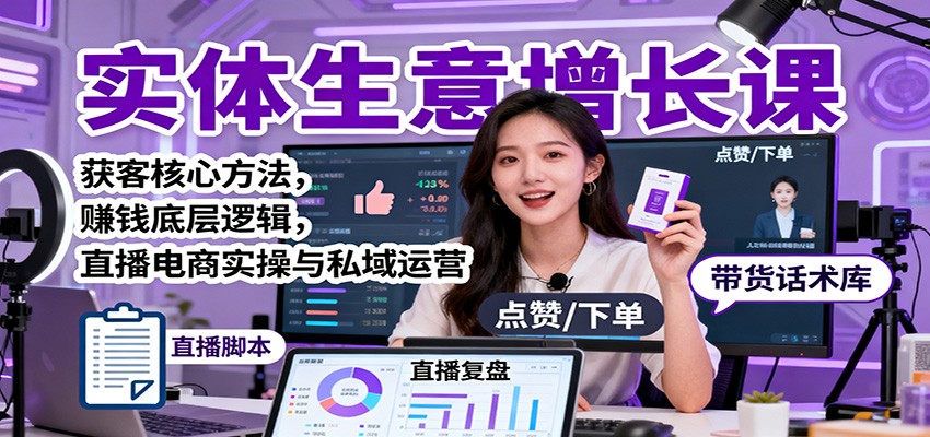 实体生意增长课:获客核心方法,赚钱底层逻辑,直播电商实操与私域运营-知享知识库