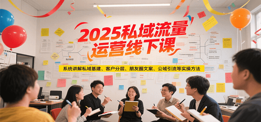 2025私域流量运营线下课，系统讲解私域基建/客户分层/朋友圈文案/公域引流等实操方法-知享知识库