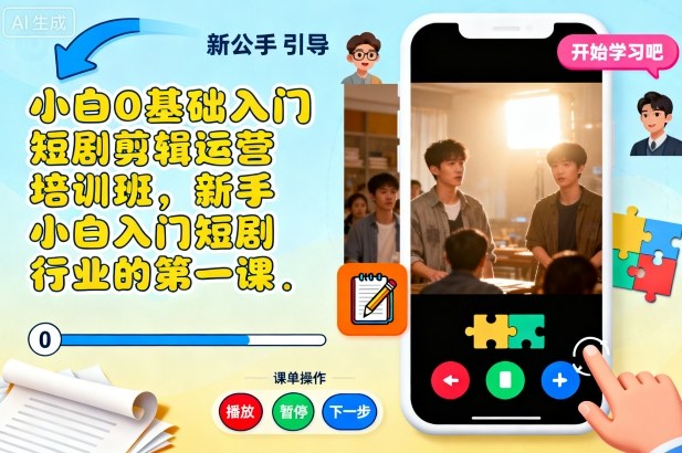 小白0基础入门短剧剪辑运营培训班,新手小白入门短剧行业的第一课-知享知识库