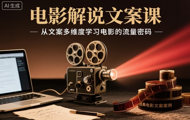 电影解说文案课，从文案多维度学习电影的流量密码-知享知识库