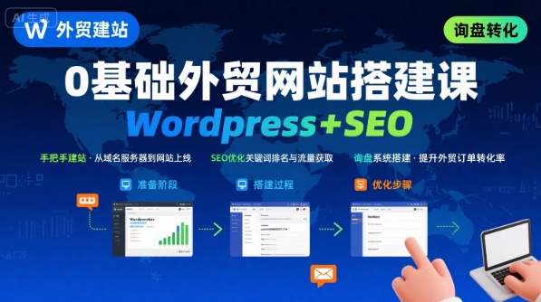 WordPress外贸建站+SEO优化课程，手把手教你从0到1搭建可获得询盘的外贸网站-知享知识库