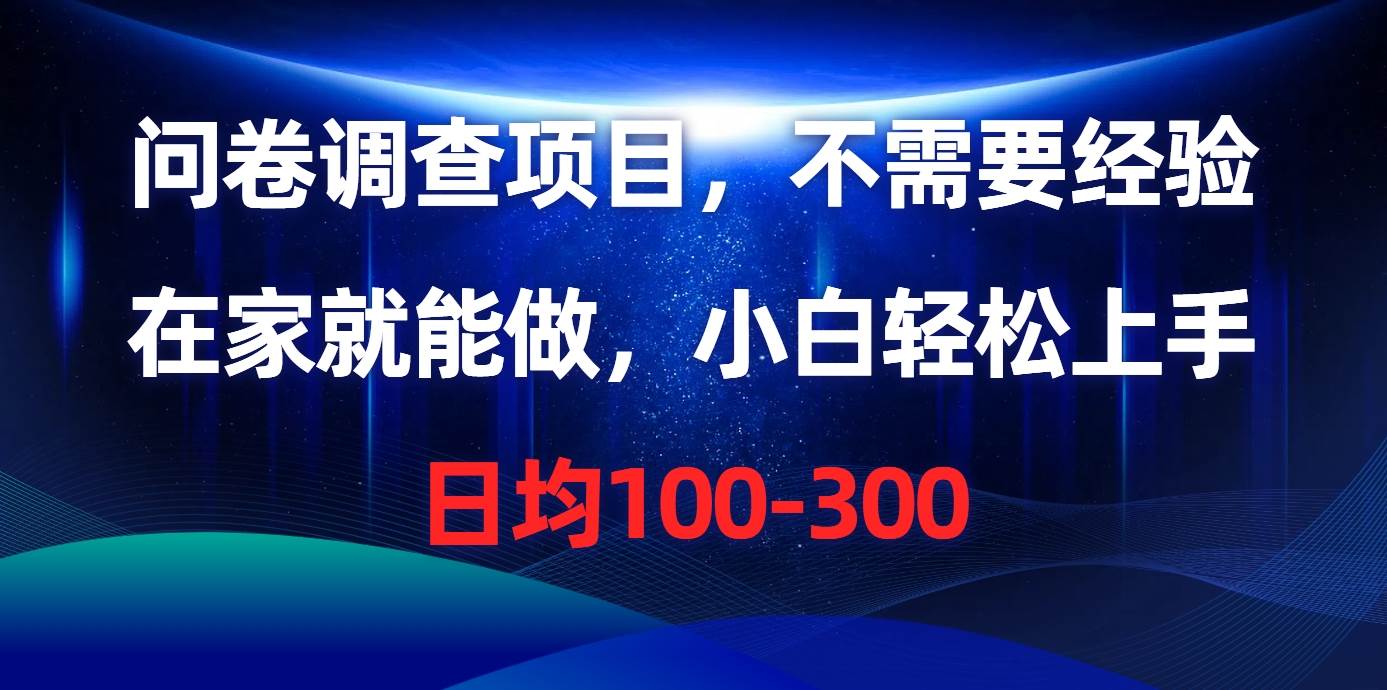 （10402期）问卷调查项目，不需要经验，在家就能做，小白轻松上手，日均100-300-知享知识库