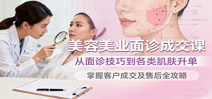 美容美业面诊成交课，从面诊技巧到各类肌肤升单，掌握客户成交及售后全攻略-知享知识库
