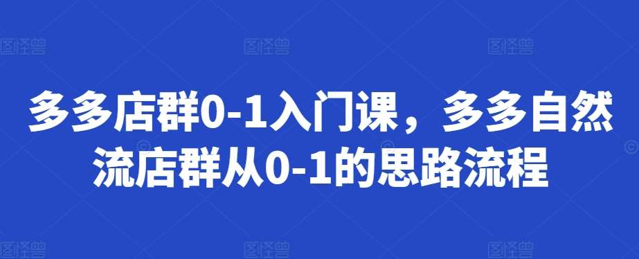 多多店群0-1入门课,多多自然流店群从0-1的思路流程-知享知识库
