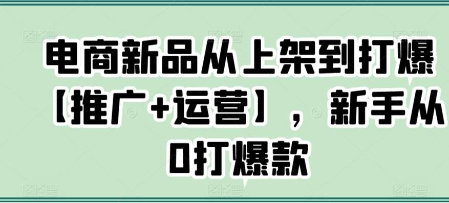 电商新品从上架到打爆【推广+运营】,新手从0打爆款-知享知识库