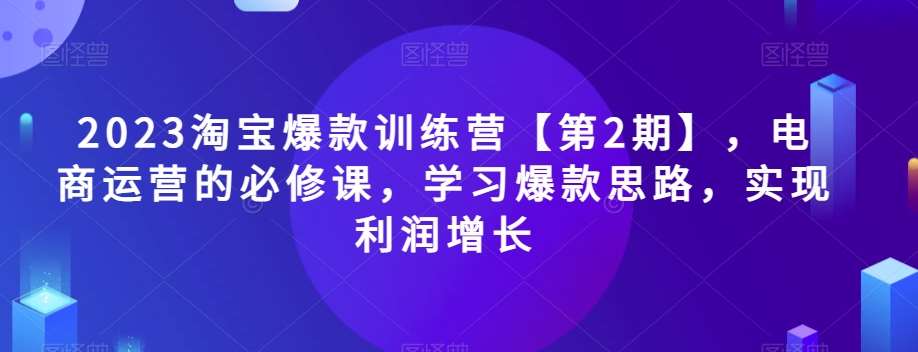 2023淘宝爆款训练营【第2期】,电商运营的必修课,学习爆款思路,实现利润增长-知享知识库