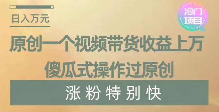 原创一个视频带货收益上万,傻瓜式操作过原创,几分钟做一个视频涨粉特别快【揭秘】-知享知识库