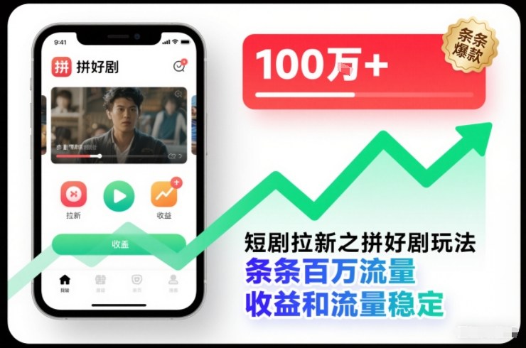 短剧拉新之拼好剧玩法,条条百万流量,收益和流量稳定-知享知识库