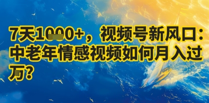 7天收益1k+，视频号新风口：中老年情感视频如何月入过W?-知享知识库